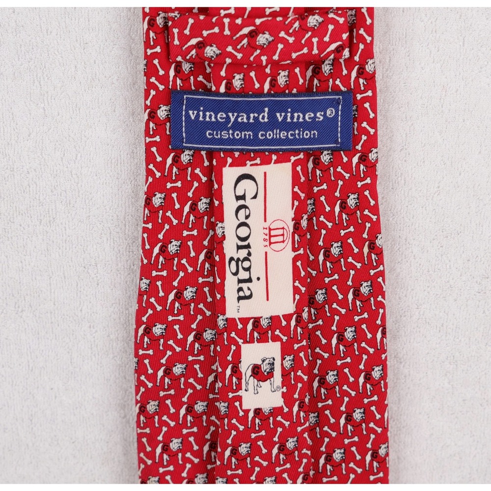 Vineyard Vines Necktie Red University of Georgia Bulldogs Silk Mascot Print Tie - Picture 3 of 9